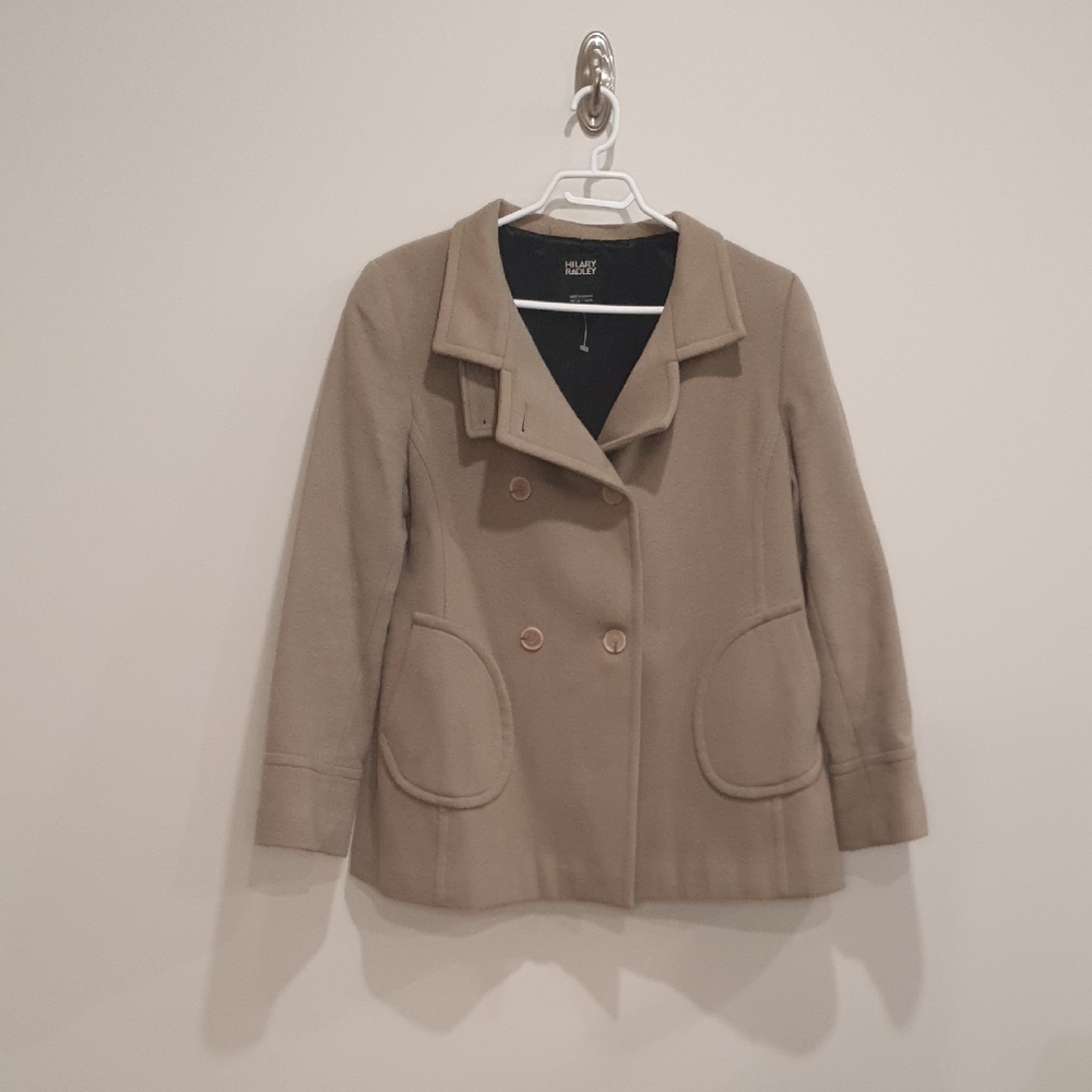 Hilary Radley Classic Beige Peacoat Size 12
